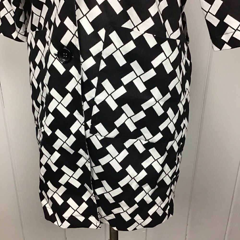 NWT Tulle Black White 1/2 Sleeve Trench Jacket S - Picture 4 of 8